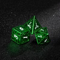 Ensemble de dés polyédriques en métal ajouré vert à motif tourbillonnant, 7 pièces, pour jeux de société et cadeaux