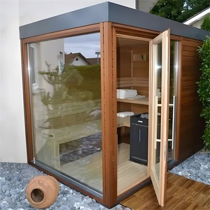 ساونا خارجية مربعة من خشب الأرز الأحمر الصلب الكهربائية الحديثة بالجملة لـ 2-5 أشخاص للاستخدام في الشقق والفلل - Product Image 4