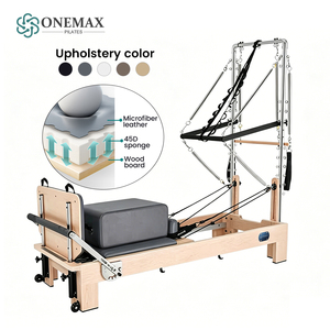 ONEMAX Reformer <span class=keywords><strong>Pilates</strong></span> en Bois d'Érable avec Demi-Tourneuse, 15 Niveaux de Ressorts Réglables, <span class=keywords><strong>Barre</strong></span> de Pieds à 7 Vitesses pour Studio et Domicile - Product Image 5