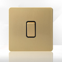Interrupteur électrique mural Levier doré Acier inoxydable Rétro Luxe 50 250V 2 Gang UK outlets Switch