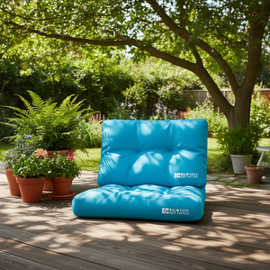 Coussin de palette d'extérieur en tissu Bulwcor 19,7x15,7x4,7 pouces, résistant à l'eau, matelassé, bleu uni, amovible et lavable - Product Image 2