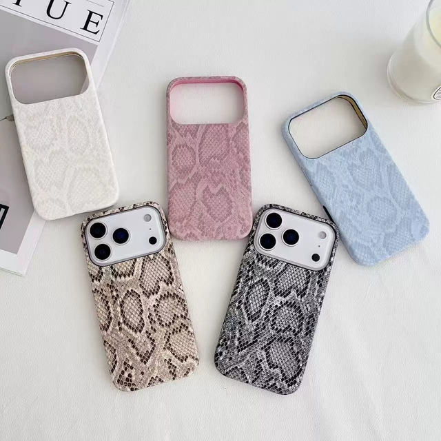 Snake Print PU Leather Soft Phone case for iPhone 17 16 15 14 Pro Max 16E Antishock Cover