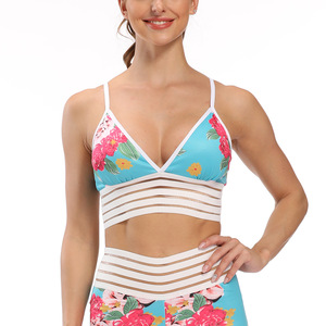 Reggiseno sportivo donna senza cuciture stampa <span class=keywords><strong>fiori</strong></span> palestra Fitness Wear cinghie regolabili Sport Crop Top Stretch Yoga <span class=keywords><strong>Bra</strong></span> - Product Image 5