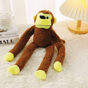 Visage jaune flexible quatre longues jambes marron polaire en peluche singe jouet soulagement câlin chambre décor doux en peluche réaliste singe - Product Image 4