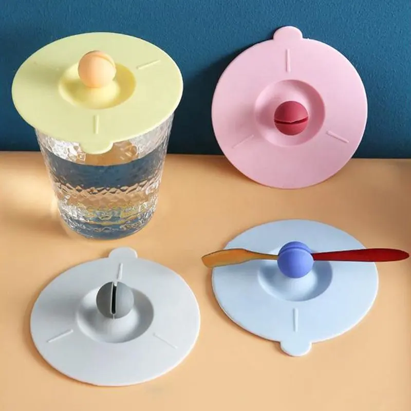 Силиконовая круглая керамическая чашка, стеклянная чашка для воды, аксессуары для чайной чашки, Пыленепроницаемая крышка для кружки