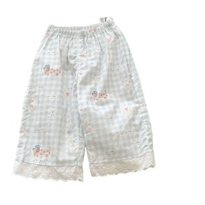 Tongxingyuan Girls Summer Pants Grid Cartoon Cotton Loose Breathable Baby Bottoms - Product Image 5