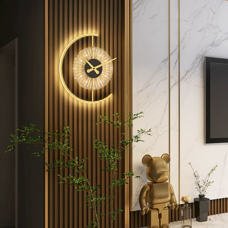 Orologio Da Parete Bifacciale Vnook Con Luce E Angolo Luminoso – Alimentazione A Spina, Moderno Per Soggiorno