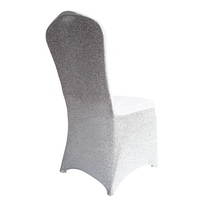Housse de chaise extensible en spandex à paillettes argentées pour événements, banquets de mariage, hôtels, décoration et location en gros