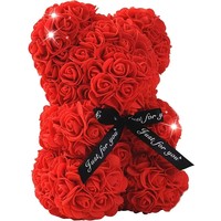 1 pièce Fleur artificielle en PE faite à la main, Rose éternelle, Ours en peluche 25 cm, Cadeaux pour la Fête des Mères, Anniversaire, Saint-Valentin, Fête des Pères