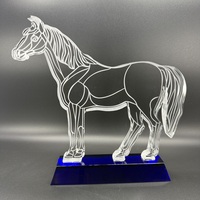 Trophée en cristal sculpté en 3D avec impression couleur vente en gros Plaque en métal étoile Trophée de récompense en cristal