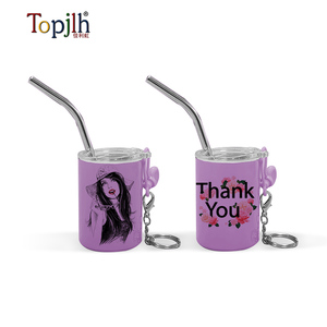 Topjlh personalizado impreso miniatura Mini vaso <span class=keywords><strong>de</strong></span> chupito Mini vaso sublimación con tapa llavero Metal paja <span class=keywords><strong>vasos</strong></span> <span class=keywords><strong>de</strong></span> chupito - Product Image 3