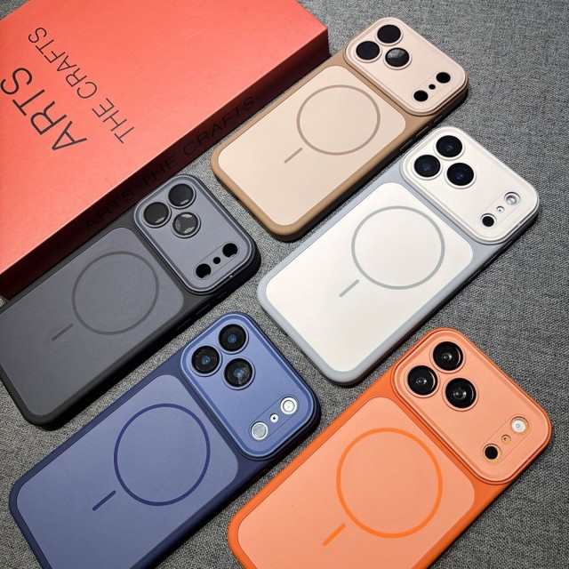 Original Color Matte Frosted Magnetic Mobile Phone case for iPhone 17 16 15 Pro Max Shockproof Cases Lens Protection Cover Back