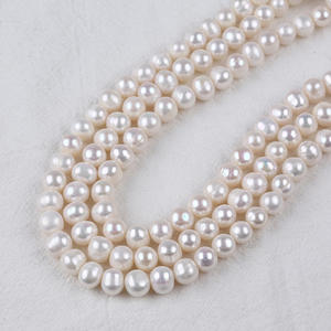 Perles de culture d'eau douce naturelles, blanches, de forme pomme de terre, 9-10 mm, semi-finies, pour collier et bracelet, accessoire de bricolage - Product Image 2