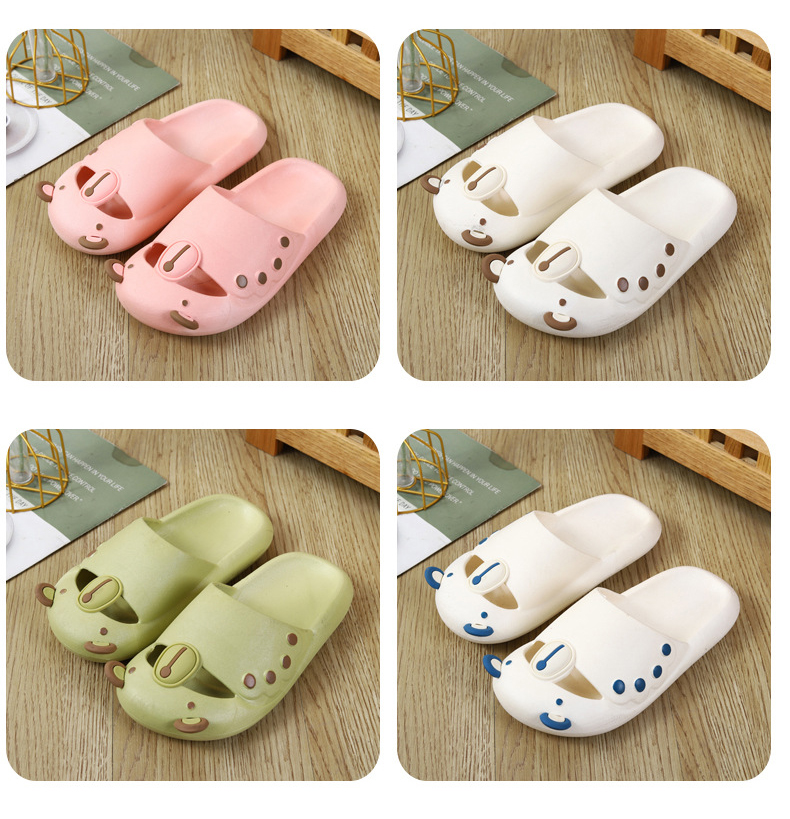 Baotou Half Slippers Women Cute Thick Soled Slides Indoor Soft Non-slip Bathroom Slippers