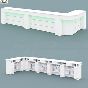 Table de <span class=keywords><strong>bar</strong></span> à ongles, meuble de manucure, blanc, brillant, courbé en L, pour manucure - Product Image 4