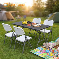 Table pliante rectangulaire portable d'intérieur et d'extérieur en plastique robuste de 4/5/6/8 pieds pour jardin, utilitaire ou repas