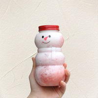 Botol Minuman Plastik PET Kosong 500ml Food Grade Bentuk Manusia Salju, Tutup Sekrup, untuk Kemasan Kopi, Susu, Air, Permen