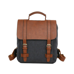 Vintage Denim <b>Women</b> <b>Backpack</b>, Luxury Rolltop <b>Backpack</b> Travel Canvas PU Leather Custom logo - Product Image 1