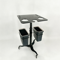Chariot professionnel pour coloration capillaire avec plateau en acrylique, bols de mélange, hauteur réglable et support à roulettes pour salon