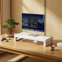 Support d'écran élégant en métal blanc minimaliste, base d'ordinateur moderne à un seul niveau de 55 cm pour le bureau à domicile