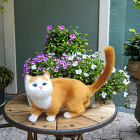 Ornement de chat réaliste en vraie fourrure fait main, style rustique, chat en marche décontracté pour la décoration intérieure, motif animal, taille réelle