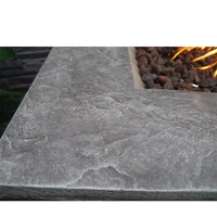Table de feu extérieure carrée de 32 pouces en pierre artificielle, foyer au gaz, décoration de jardin, 40 000 BTU, écologique, sans fumée, avec pierres de lave
