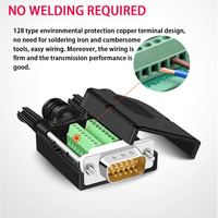 Connecteur rapide VGA sans soudure 16 mm plus fin 3+9 DB15 3 rangées de fiches série vers adaptateur de borne de port 15 broches carte de dérivation