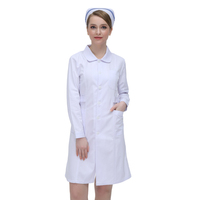 Blouse blanche pour médecins Blouse à manches longues adaptée à la blouse de laboratoire pour femme Uniforme d'infirmière Uniforme d'infirmière pour femme
