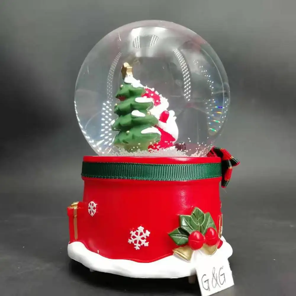 クリスマスギフトサンタクロースクリスタルボール自動スノーグラス回転オルゴール