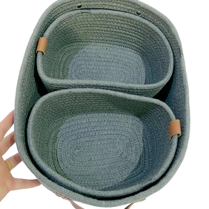 Cestini portaoggetti pieghevoli Extra Large fatti a mano cestino in corda di cotone intrecciato <span class=keywords><strong>cesto</strong></span> portabiancheria regalo giocattolo per bambini con manici - Product Image 1