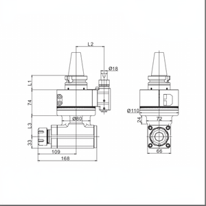 เครื่องกัดข้างความแม่นยำสูง BT40 BT50 90 องศา °   ศูนย์เครื่องจักรกลซีเอ็นซีแบบหัวเอียง ผลิตจากเหล็ก - Product Image 6
