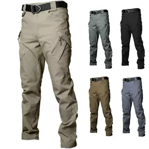 IX9 Tactique de haute qualité pour les déplacements en plein air avec plusieurs poches Grand pantalon de travail élastique ample à jambes droites