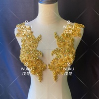 Wuku 2021 DIY Gratis Menjahit Renda Dalam Applique Manik-manik Kristal Bertatahkan Emas Muda