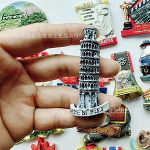 Yijia Original Single World Tourism pegatinas conmemorativas de resina para refrigerador, Torre inclinada italiana de Pisa, Roma tailandesa, América - Product Image 2