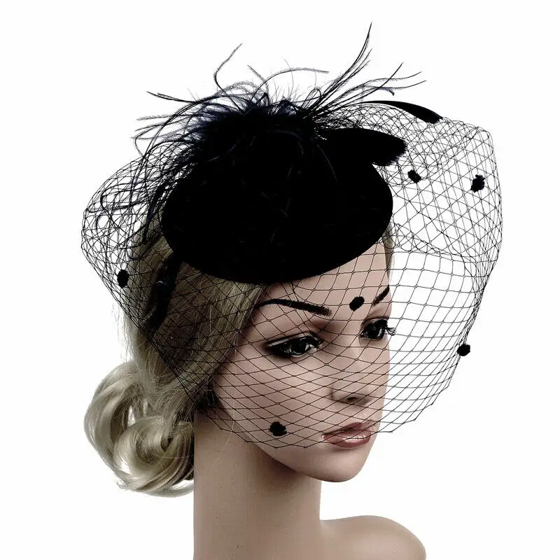 בעבודת יד גדול נשים נוצה פרחוני שיער Fascinator כובע סרט אביזרי חדש מגבעות לבד