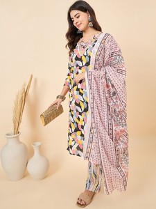 Kurta de Algodón Puro Estampada para Mujer con Pantalones y Dupatta, Producto al por Mayor, Traje Indio Pakistaní Personalizado para Mujer - Product Image 3