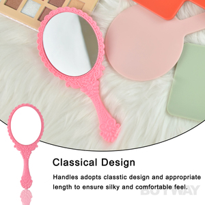 Juego de espejo de mano y peine con diseño floral vintage, espejo de mano pequeño de plástico con logotipo personalizado, espejo cosmético de lujo con forma de corazón - Product Image 6