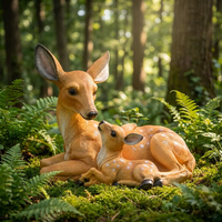 Sculpture de cerf Sika mère et enfant en résine artificielle de 14,7 pouces, taille réelle, peinte à la main, écologique, imperméable, couleur personnalisable, pour jardin