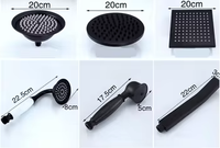 Douche de plafond carrée contemporaine noire en acier inoxydable 8'' avec fonction pluie et valve en laiton pour hôtel