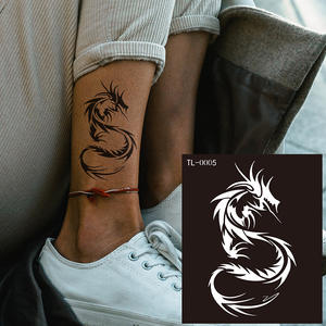 Pochoirs de tatouage et autocollants de petite taille <span class=keywords><strong>Hanna</strong></span>, motif Dragon, Fleur, Rose ajouré, pour peinture au jet de jus DIY - Product Image 2