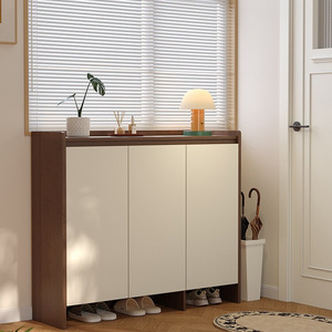 Meuble à chaussures pliable moderne et professionnel, finition mélamine bois durable, poignées dissimulées, design modulaire pour hall d'hôtel et usage domestique - Product Image 2