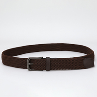 Ceinture décontractée pour homme en PU, réglable, avec extrémités en cuir tressé, bande élastique, boucle ardillon, matériau tressé, logo personnalisé, noir