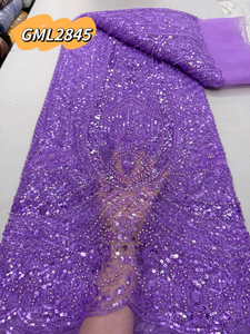 Sang trọng Bridal ren vải <span class=keywords><strong>3D</strong></span> hoa thêu Sequins vải cho đám cưới màu hồng Chất lượng cao beading handmade phi ren - Product Image 6