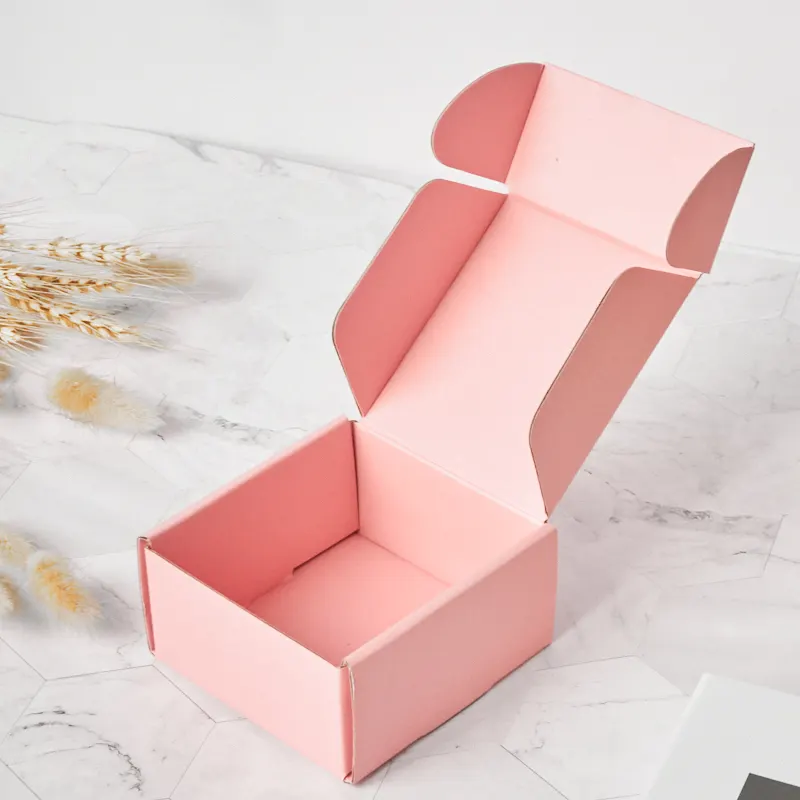 wholesale promotional luxury gift pink paper shipping mailer packaging cardboard corrugated boxes