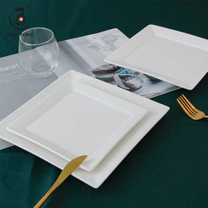DianTong 10/12 Inch Hotel Custom logo Restaurant Catering Flat Porcelain White Ceramic <strong>square</strong> Dessert Appetizer Dinner <strong>Plate</strong> <strong>Set</strong> - Product Image 4