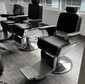 Chaises de barbier de haute qualité à hauteur de siège réglable, plaque de placage, chaise de salon de coiffure, vente en gros, personnalisable, noir moderne - Product Image 5