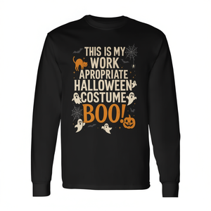 Camiseta de manga larga con diseño de Boo, ideal para disfraz de Halloween, con la frase "This Is My Work Appropriate Halloween Costume" - Product Image 2