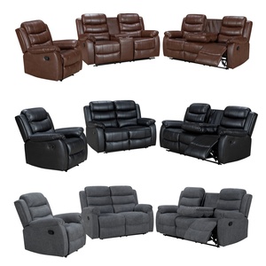 Juego de Sofás Reclinables Eléctricos HOMERS, <span class=keywords><strong>3</strong></span> 2 1 <span class=keywords><strong>Plazas</strong></span>, Cuero Sintético, <span class=keywords><strong>3</strong></span> Asientos, Cargador Inalámbrico, Mesa Plegable, Apto para Mascotas, para Sala de Estar - Product Image 2