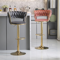 Tabouret de bar de luxe en velours, réglable en hauteur, pour comptoir, maison, café