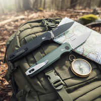 Couteau pliant Stonewashed en acier inoxydable avec manche en aluminium anodisé pour le camping, la survie et l'EDC